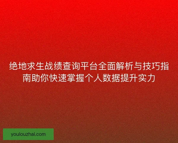 绝地求生战绩查询平台全面解析与技巧指南助你快速掌握个人数据提升实力